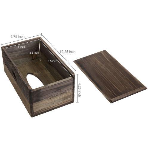 Rustic Dark Torched Wood Tissue Box Cover - MyGift
