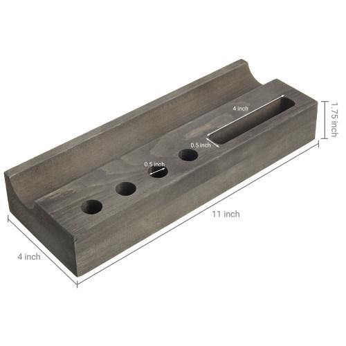 Vintage Gray Wood Office Organizer with Smartphone Holder - MyGift
