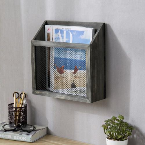 Vintage Gray Wood & Chicken Wire Magazine Holder - MyGift