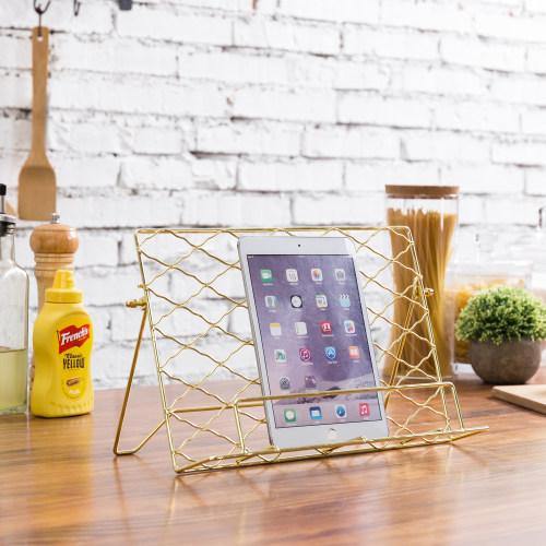 Brass Tone Metal Wire Cookbook/Tablet Stand - MyGift