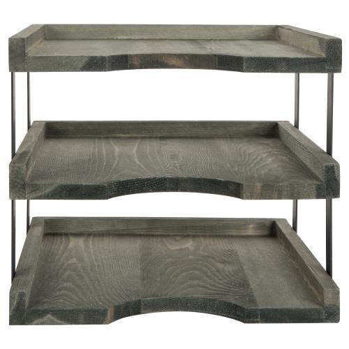 Vintage Gray Wood & Black Metal Document Organizer - MyGift
