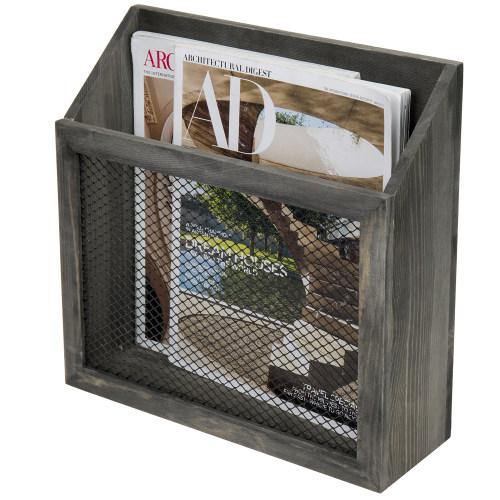 Vintage Gray Wood & Chicken Wire Magazine Holder - MyGift