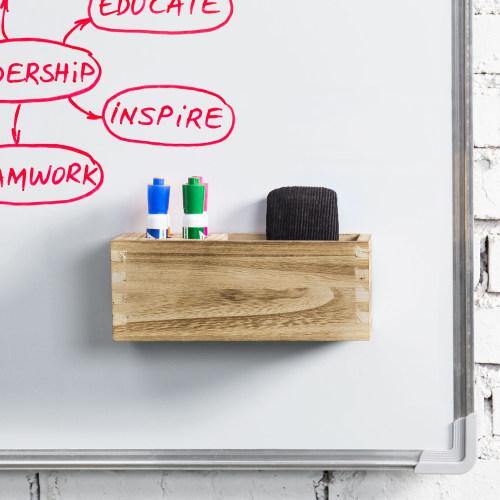 Magnetic Light Brown Wood Dry Erase Storage Rack - MyGift