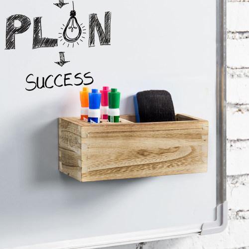 Magnetic Light Brown Wood Dry Erase Storage Rack - MyGift