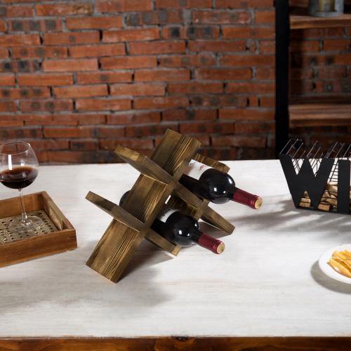 Rustic Brown Wood Countertop Wine Rack - MyGift