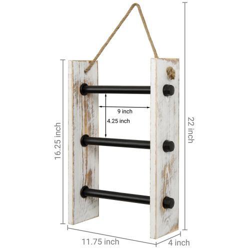 Wall-Hanging Industrial Pipe & Whitewashed Wood Hand Towel Ladder - MyGift