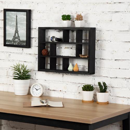 Black Wood Shadow Box Display Shelf - MyGift