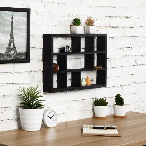 Black Wood Shadow Box Display Shelf - MyGift