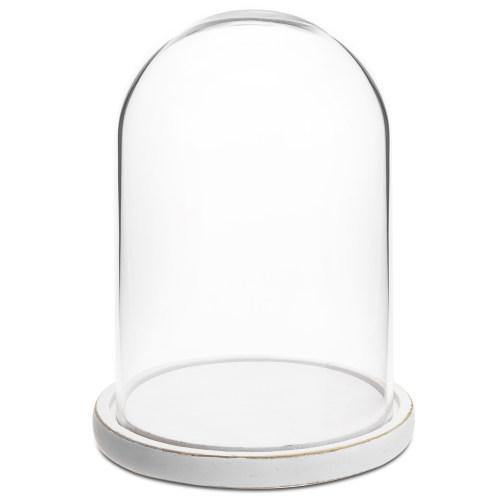 Clear Glass Cloche with White Wood Base - MyGift