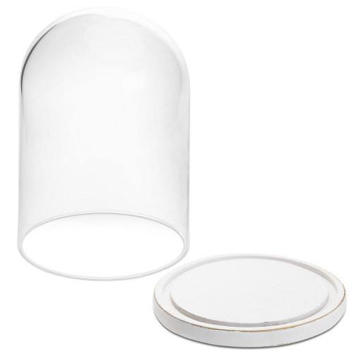 Clear Glass Cloche with White Wood Base - MyGift