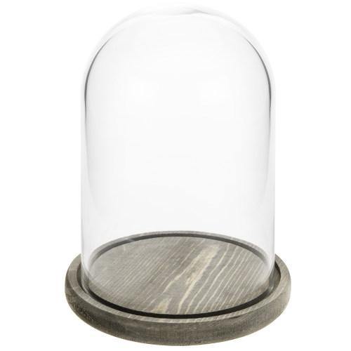 Clear Glass Cloche with Gray Wood Base - MyGift
