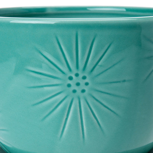 Aqua Blue Sunburst Ceramic Pot w/ Saucer-MyGift