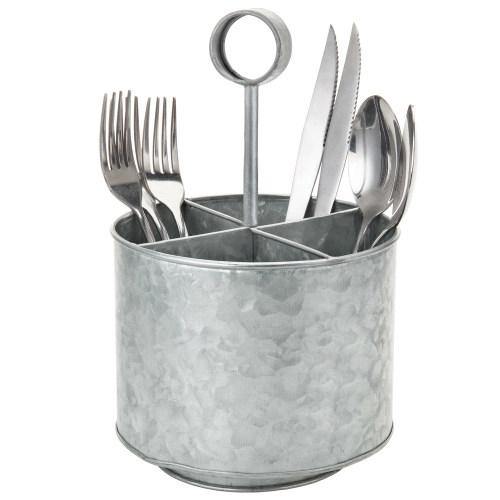 Galvanized Silver Metal Flatware Server Caddy - MyGift