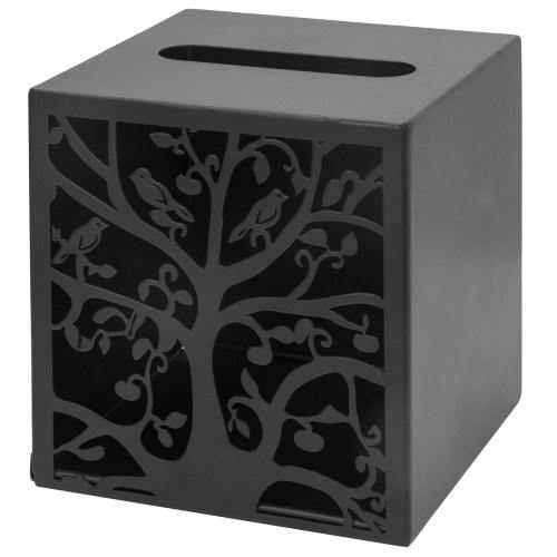 Black Metal Tree & Bird Design Tissue Box Cover - MyGift