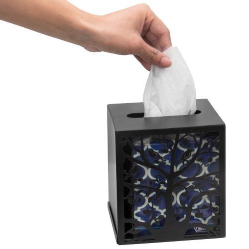 Black Metal Tree & Bird Design Tissue Box Cover - MyGift