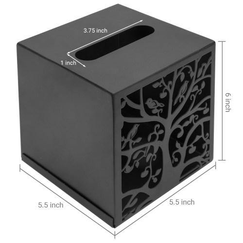 Black Metal Tree & Bird Design Tissue Box Cover - MyGift