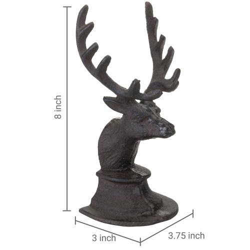 Dark Brown Cast Iron Elk Design Bookends, Set of 2 - MyGift