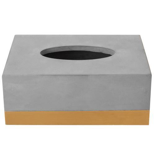 Modern Gold Tone and Gray Cement Tissue Box Cover - MyGift