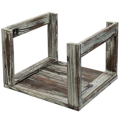 Torched Solid Wood Vinyl Record Crate - MyGift