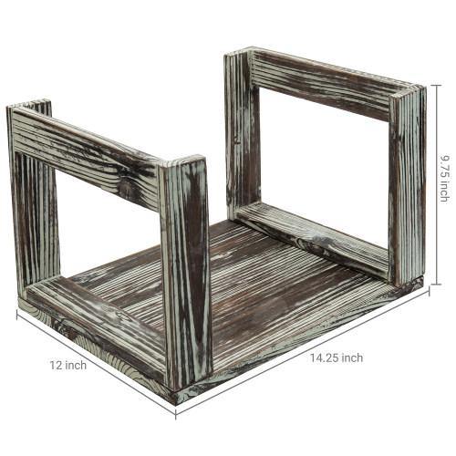 Torched Solid Wood Vinyl Record Crate - MyGift