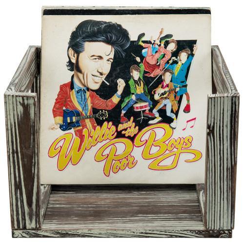 Torched Solid Wood Vinyl Record Crate - MyGift
