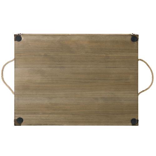 Distressed Wood  12 Slot Tray w/ Corner Wraps & Rope Handles - MyGift