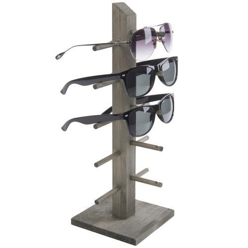 5-Pair Sunglass/Jewelry Display Stand, Gray Wood - MyGift