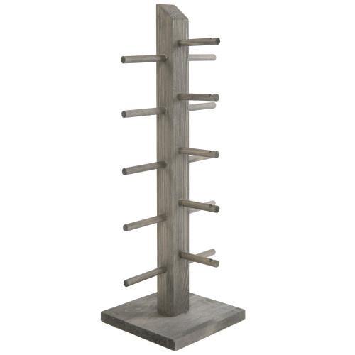 5-Pair Sunglass/Jewelry Display Stand, Gray Wood - MyGift