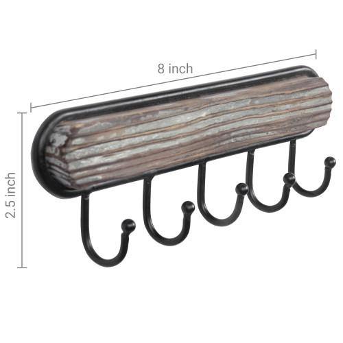 Wall Mounted Torched Wood & Black Metal Key Rack - MyGift