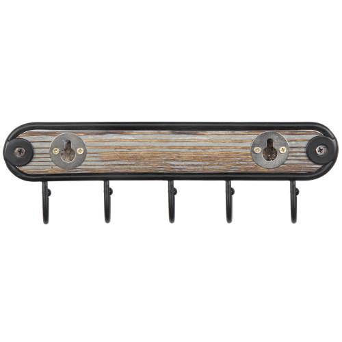 Wall Mounted Torched Wood & Black Metal Key Rack - MyGift