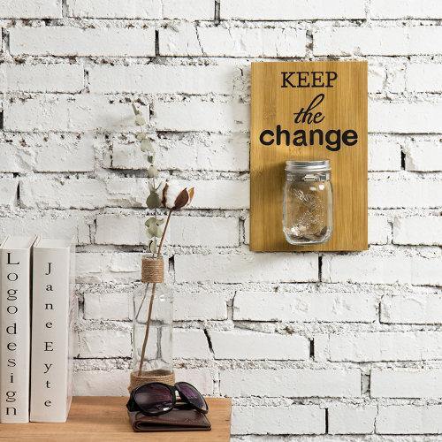 Natural Bamboo Wall Mounted Coin Saver Mason Jar - MyGift