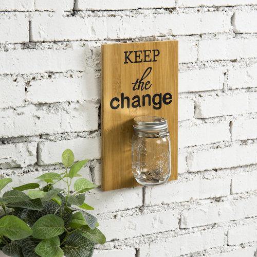 Natural Bamboo Wall Mounted Coin Saver Mason Jar - MyGift