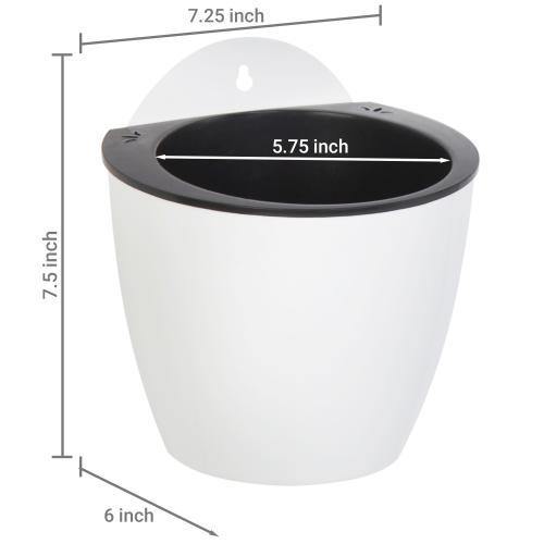 Wall Mounted Self Watering White Planter Pots, Set of 4 - MyGift