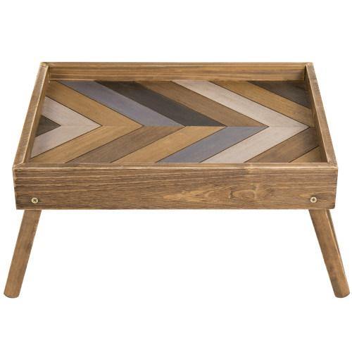 Multicolored Chevron Design Wood Tray with Foldable Legs - MyGift