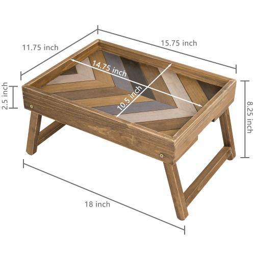 Multicolored Chevron Design Wood Tray with Foldable Legs - MyGift