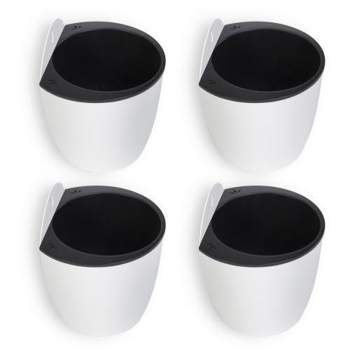 black and white planter pot Wall Mounted Self Watering White Planter Pots, Set of 4