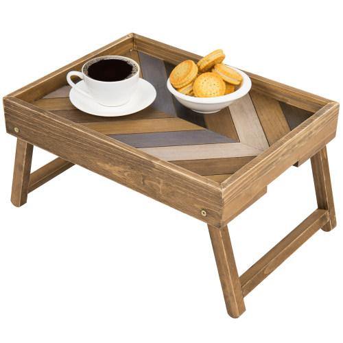 Multicolored Chevron Design Wood Tray with Foldable Legs - MyGift