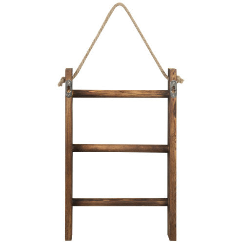 Rustic Wall-Hanging Towel Ladder, Brown-MyGift