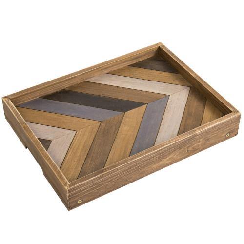 Multicolored Chevron Design Wood Tray with Foldable Legs - MyGift