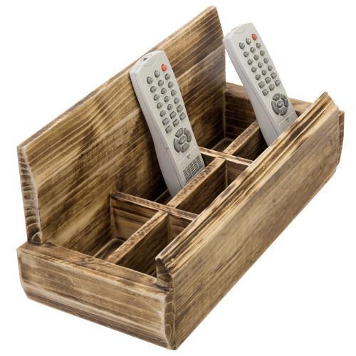Rustic Solid Wood Tabletop Remote Control Organizer - MyGift