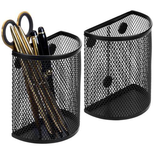Magnetic Black Metal Mesh Whiteboard Baskets, Set of 2 - MyGift