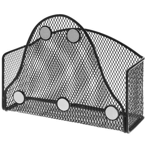 Magnetic Black Metal Mesh Storage Basket for Office Supplies - MyGift
