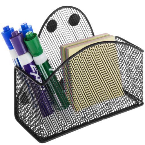 Magnetic Black Metal Mesh Storage Basket for Office Supplies - MyGift
