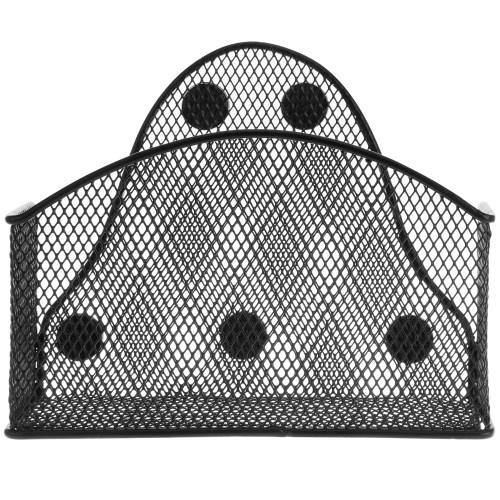 Magnetic Black Metal Mesh Storage Basket for Office Supplies - MyGift