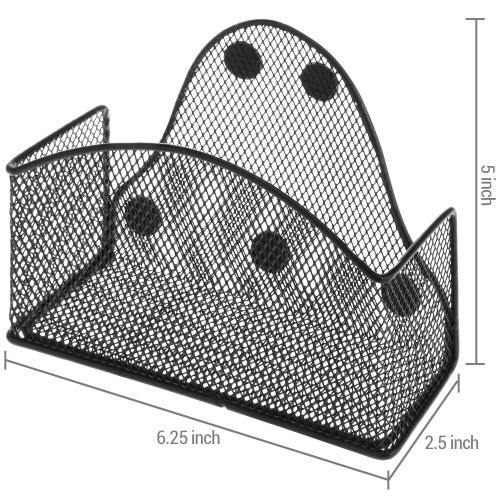 Magnetic Black Metal Mesh Storage Basket for Office Supplies - MyGift