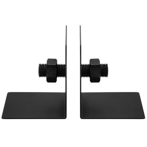 Industrial Nuts and Bolts Design Black Metal Bookends, Set of 2 - MyGift