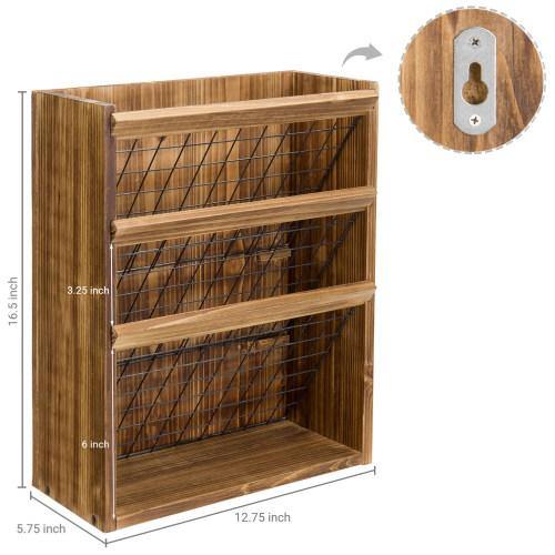 Rustic Burnt Wood and Metal Document/Magazine Organizer - MyGift