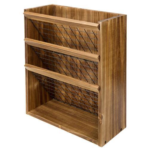 Rustic Burnt Wood and Metal Document/Magazine Organizer - MyGift