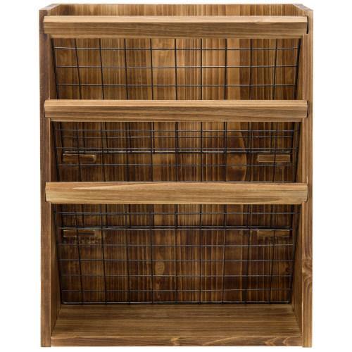 Rustic Burnt Wood and Metal Document/Magazine Organizer - MyGift