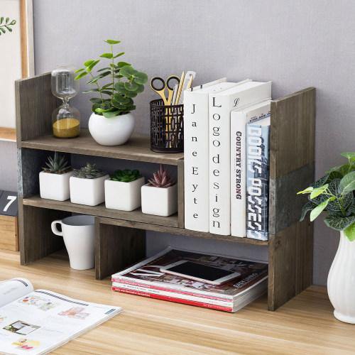 Vintage Style Rustic Brown Wood and Galvanized Metal Shelf - MyGift